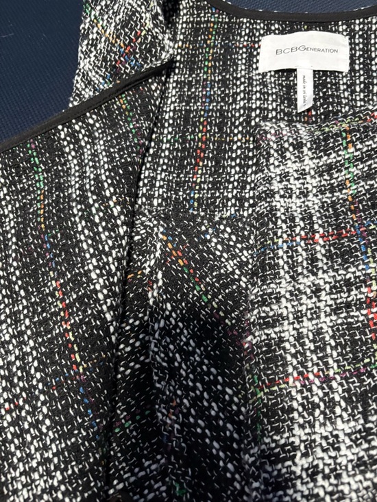 BCBGeneration Black Plaid Tweed Sleeveless Jumpsuit with Multicolor Flecks - Picture 5 of 13